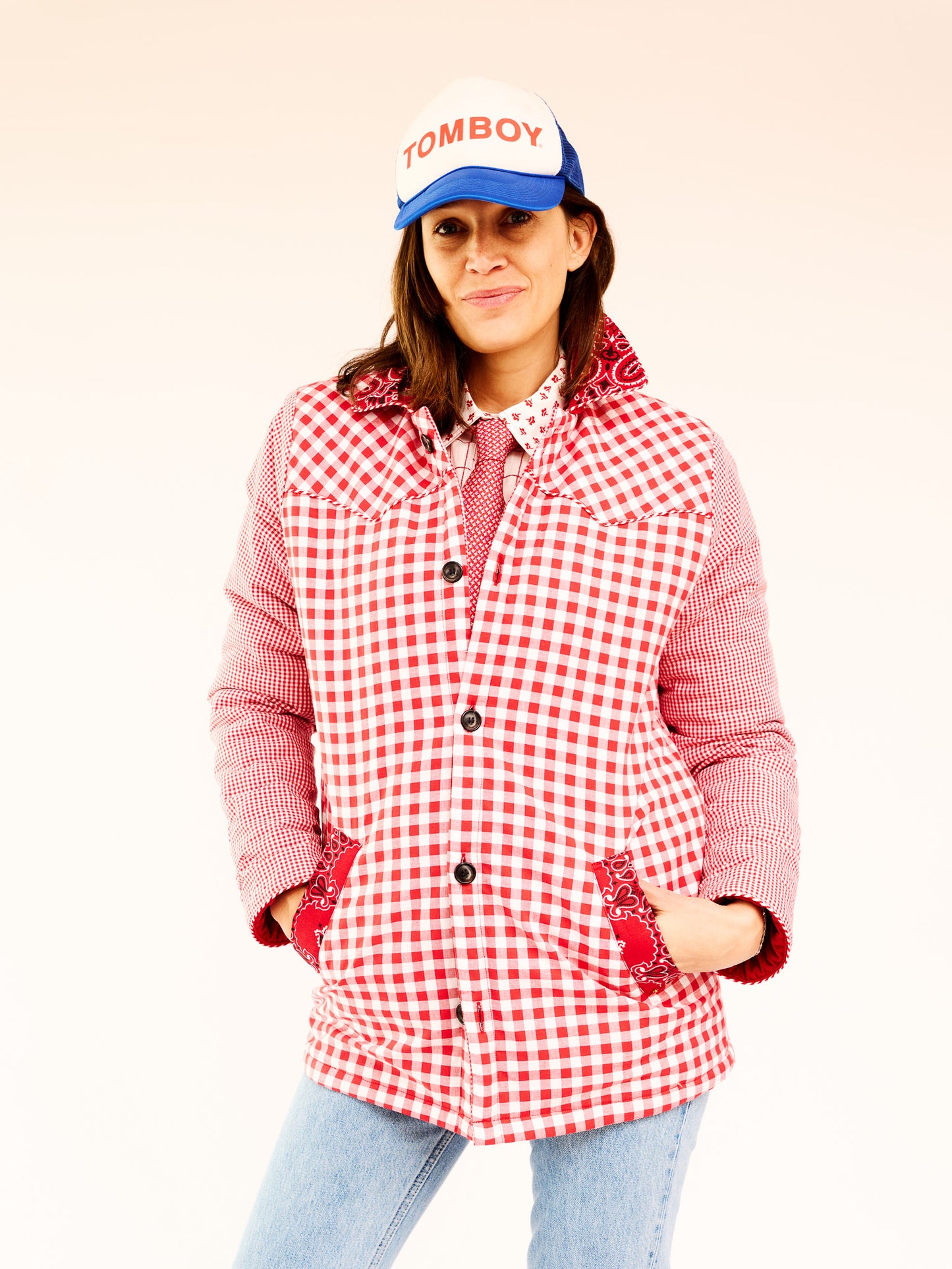 VESTE VICHY ROUGE