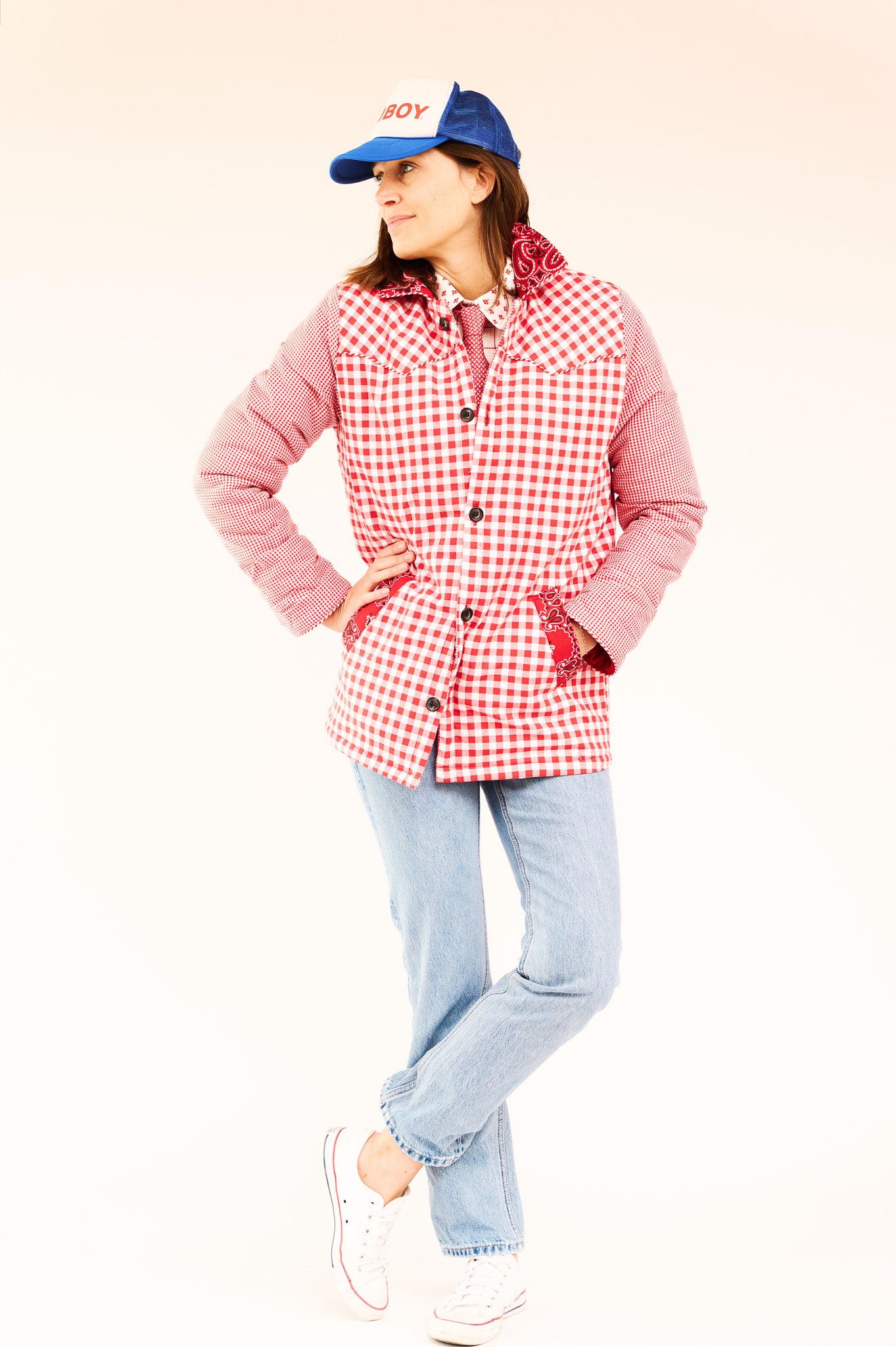 VESTE VICHY ROUGE