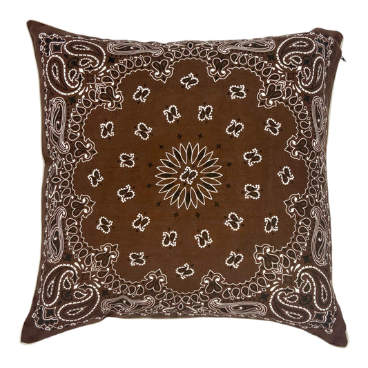 HOUSSE DE COUSSIN ECOSSAIS BRUN & BANDANA BRUN