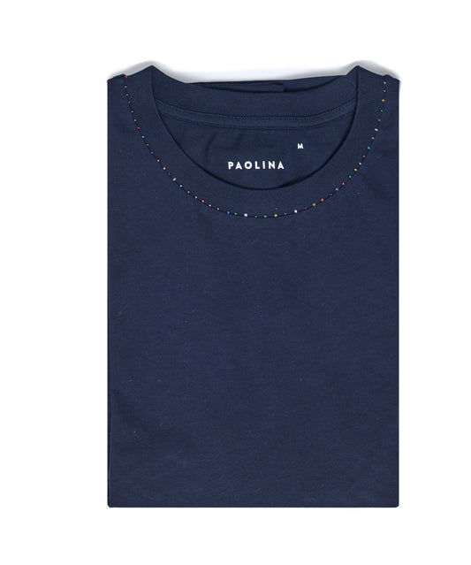 T-SHIRT BLEU MARINE - MANCHES LONGUES
