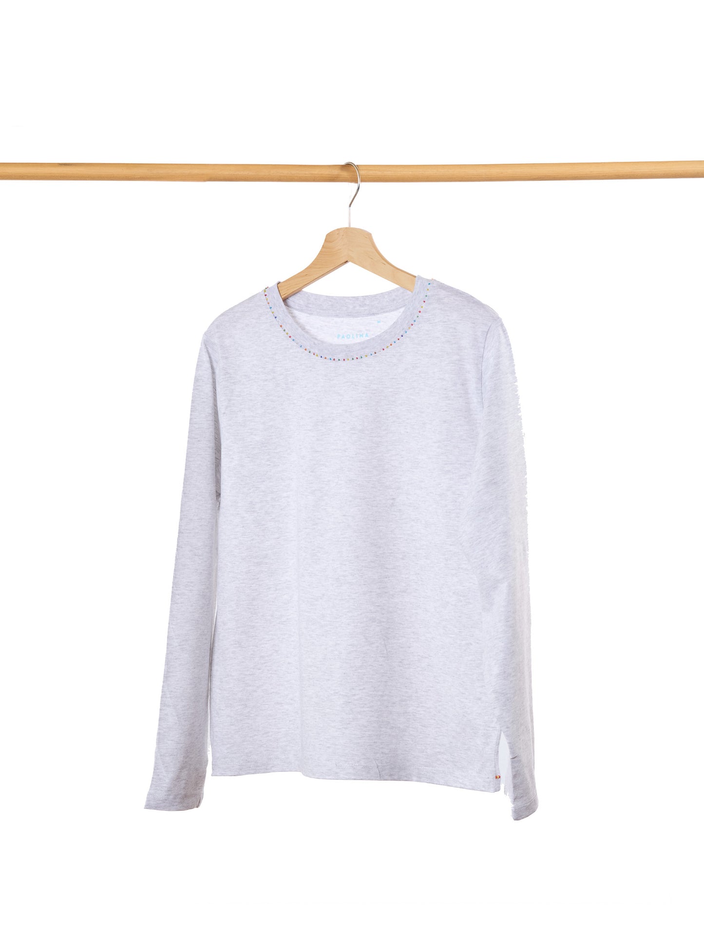 T-SHIRT GRIS CHINÉ - MANCHES LONGUES