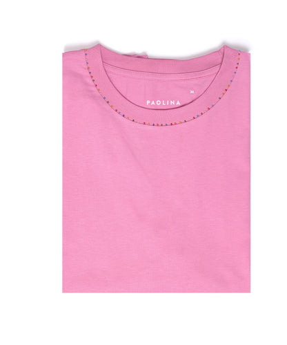 T-SHIRT ROSE - MANCHES LONGUES